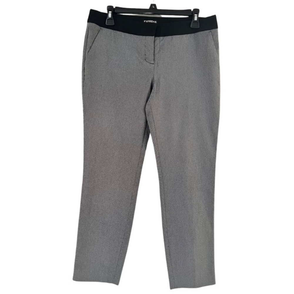Express Columinist Cotton Blend Black and Gray Tiny Polk Dot Dress Pants